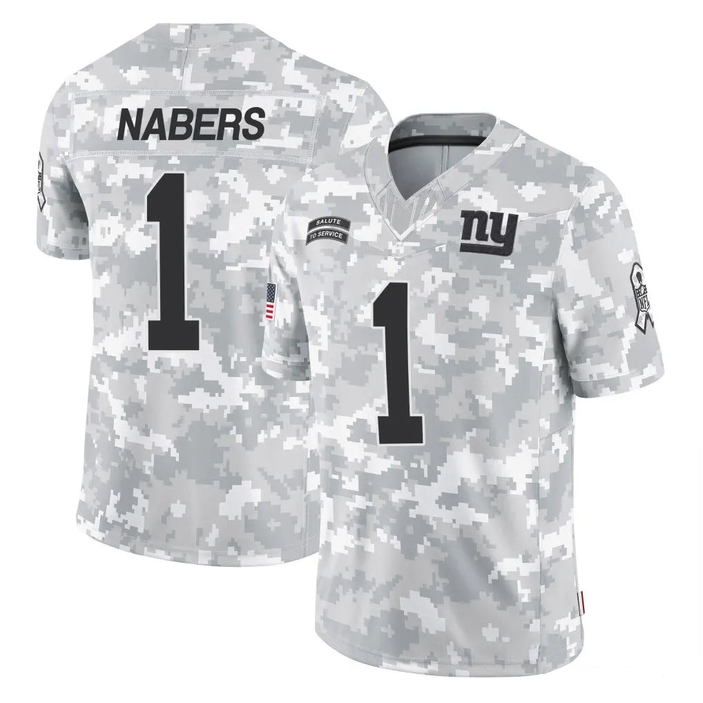 Pouc NY.Giants #1 Malik Nabers Player Arctic Camo Salute To Service Limited Game Stitched Jerseys