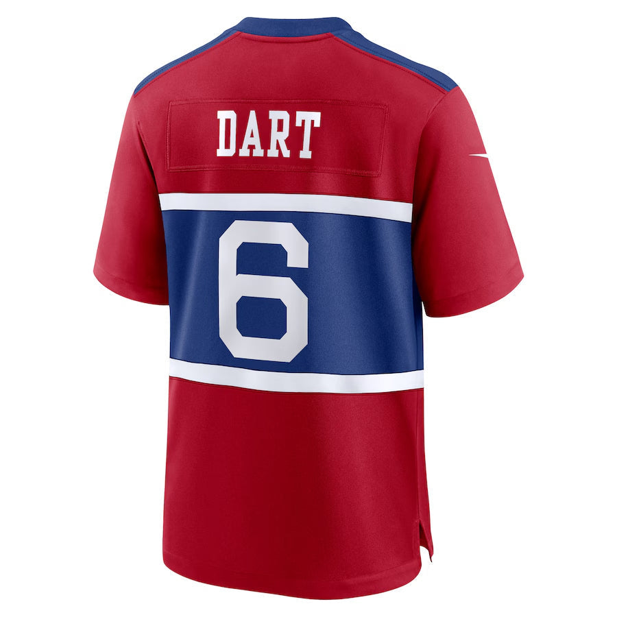 Pouc NY.Giants #6 Jaxson Dart Player Red Alternate Century Red Game Stitched Jerseys