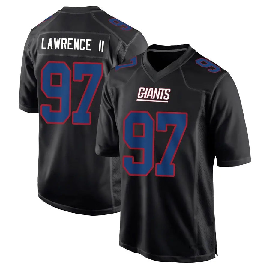 Pouc NY.Giants #97 Dexter Lawrence II Player Black Carbon Fashion Stitched Jerseys