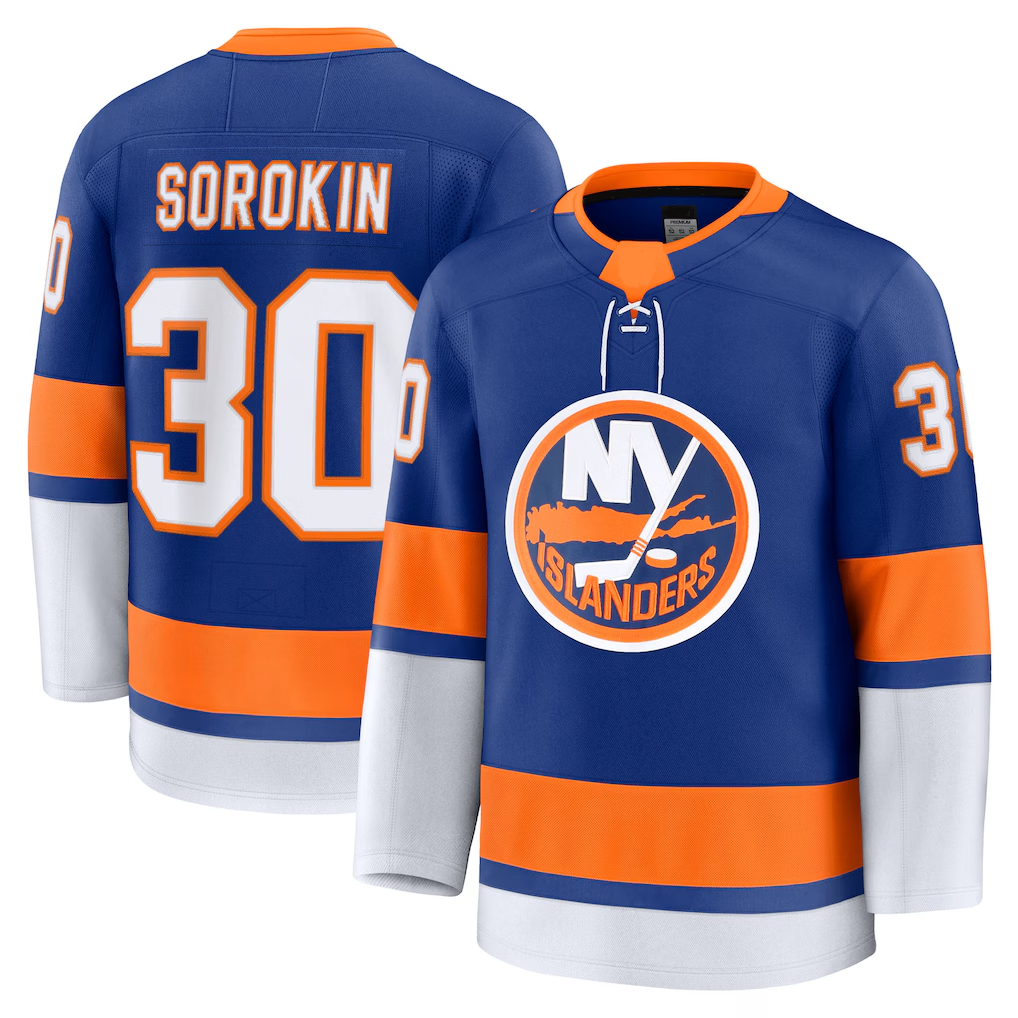 Pouc NY.Islanders #30 Ilya Sorokin Royal Home Premium Jerseys