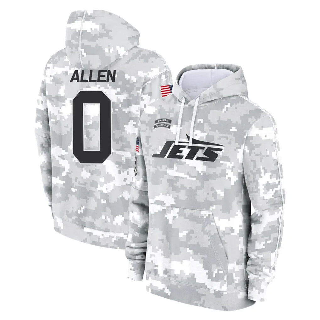 Pouc NY.Jets #0 Braelon Allen Player Arctic Camo Salute to Service Pullover Hoodies Limited Game Stitched Jerseys