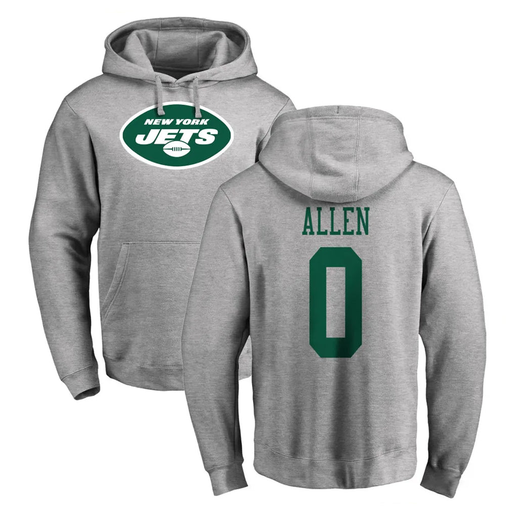 Pouc NY.Jets #0 Braelon Allen Player Gray LOGO Pullover Hoodies Limited Game Stitched Jerseys