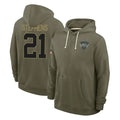 Pouc NY.Jets #21 Brandon Stephens Player Olive Salute to Service Pullover Hoodies Limited Stitched Jerseys