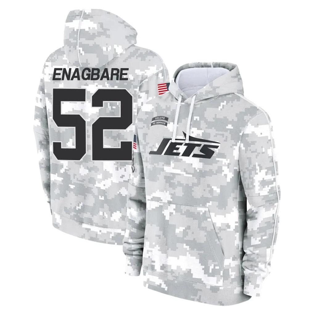 Pouc NY.Jets #52 Kingsley Enagbare Player Arctic Camo Salute to Service Pullover Hoodies Limited Game Stitched Jerseys