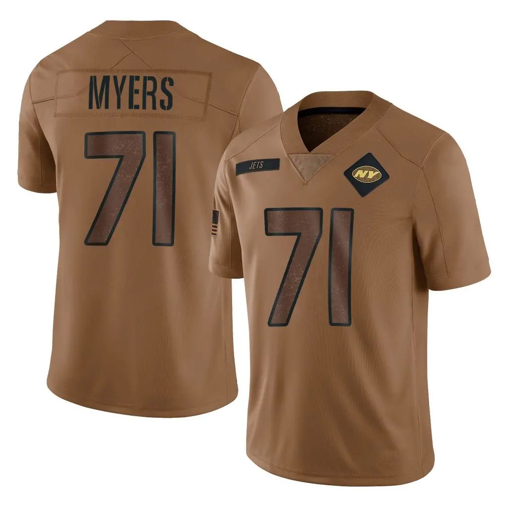 Pouc NY.Jets #71 Josh Myers Player Brown Salute To Service Limited Stitched Jerseys
