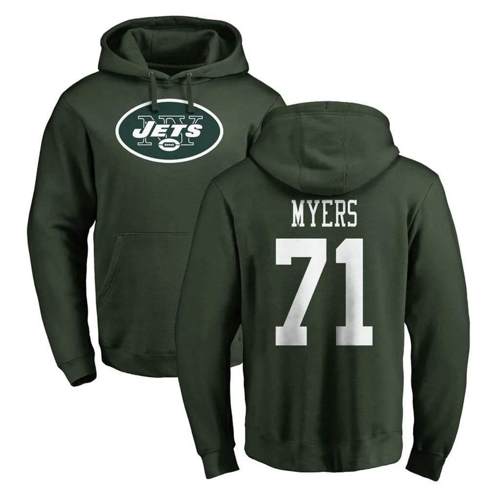 Pouc NY.Jets #71 Josh Myers Player Green LOGO Pullover Hoodies Limited Game Stitched Jerseys