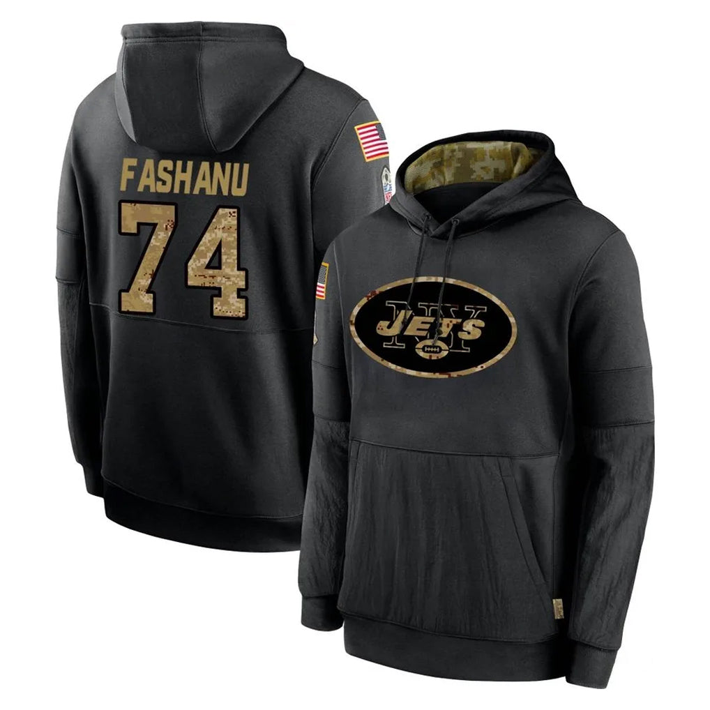 Pouc NY.Jets #74 Olu Fashanu Player Black Salute to Service Hoodies Limited Game Stitched Jerseys
