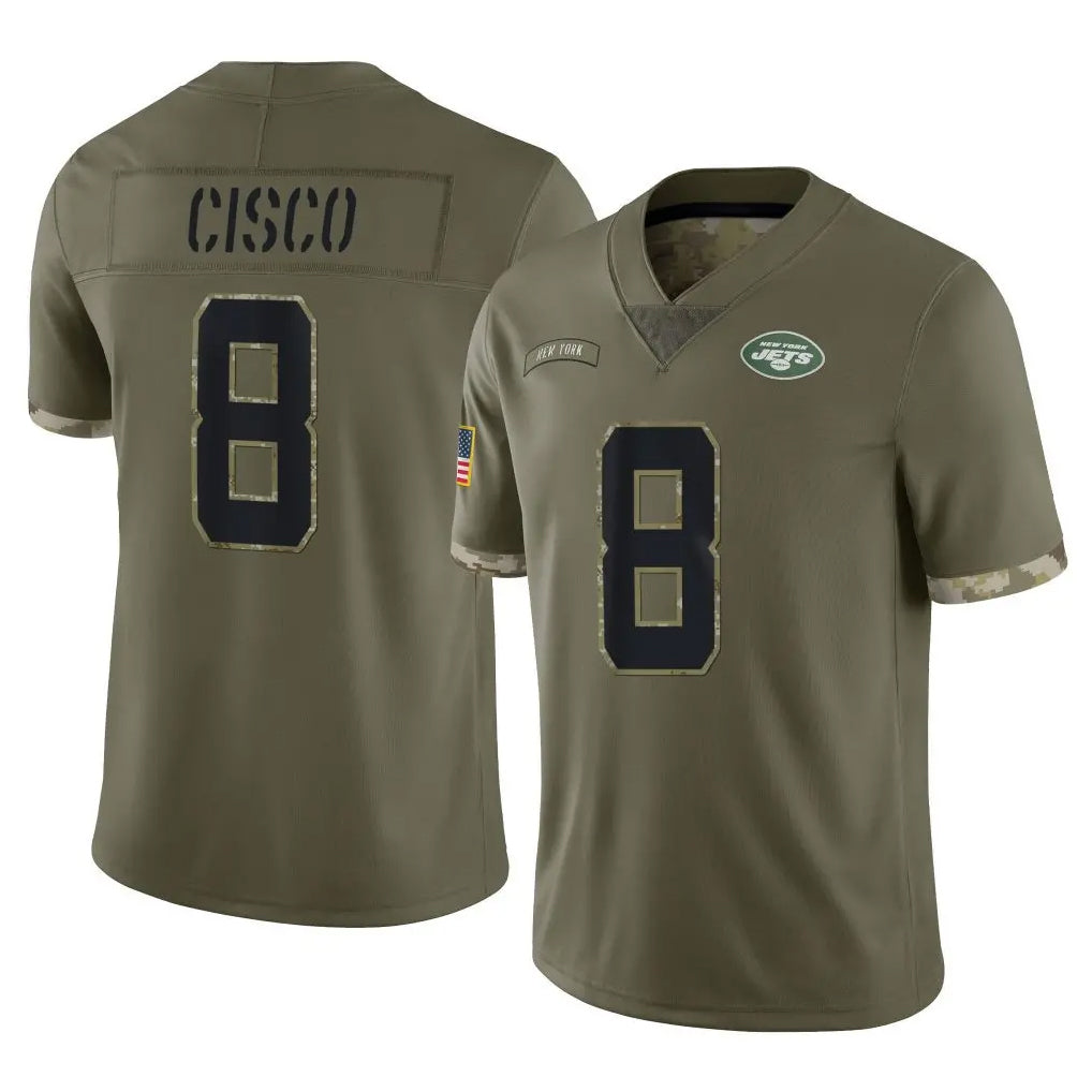 Pouc NY.Jets #8 Andre Cisco Player Olive Salute To Service Limited Stitched Jerseys