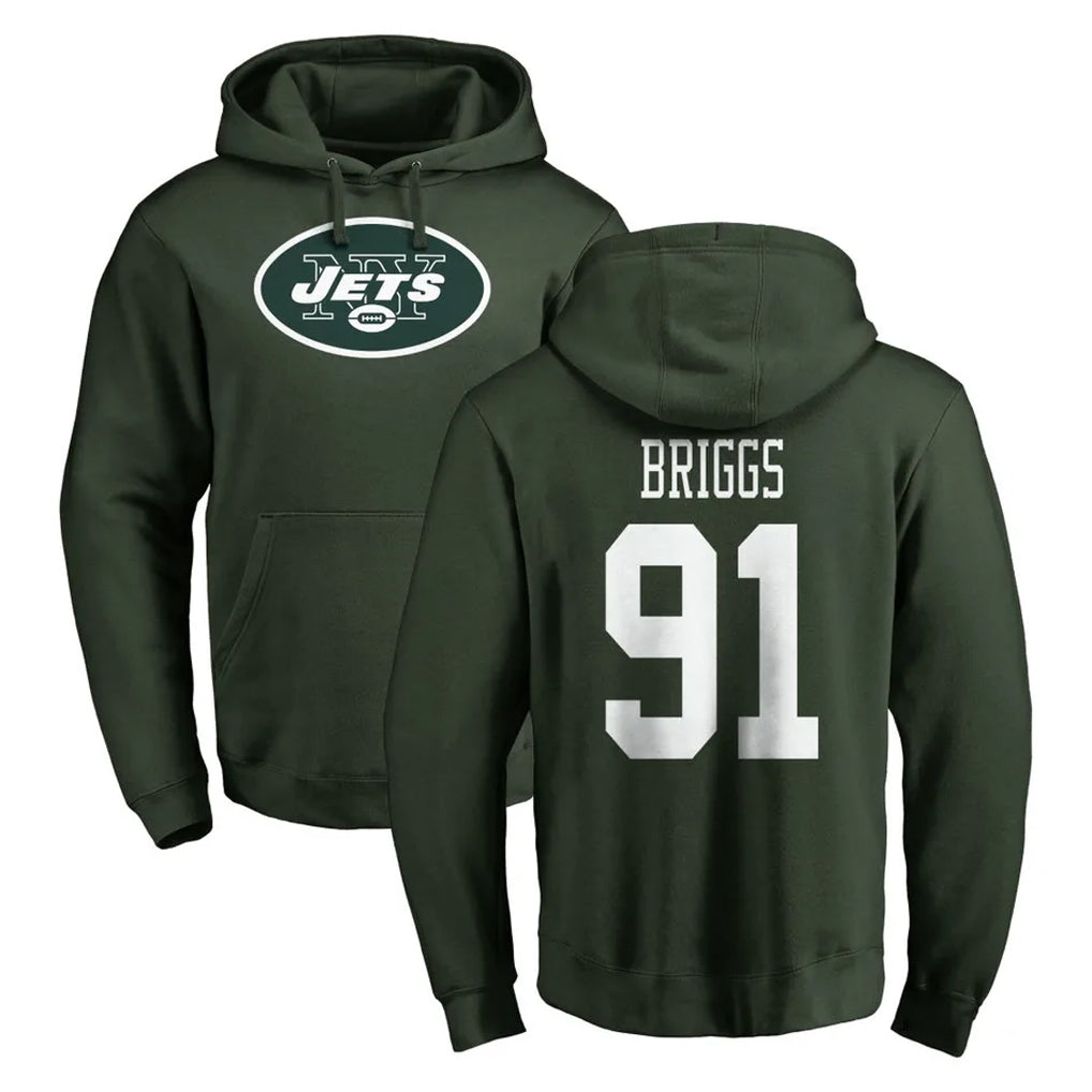 Pouc NY.Jets #91 Jowon Briggs Player Green LOGO Pullover Hoodies Limited Game Stitched Jerseys
