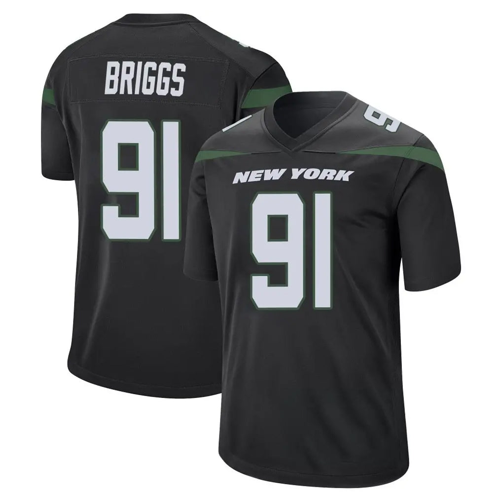 Pouc NY.Jets #91 Jowon Briggs Player Stealth Black Home Game Stitched Jerseys