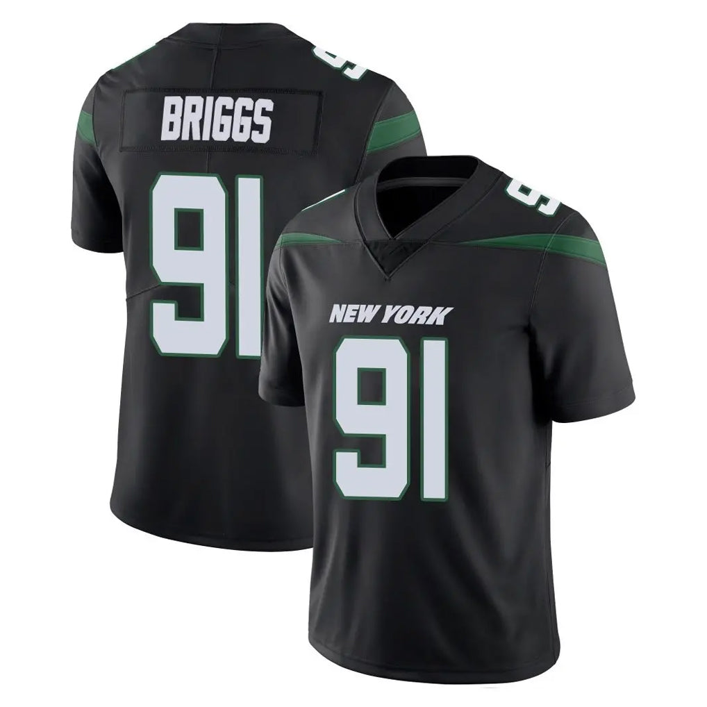Pouc NY.Jets #91 Jowon Briggs Player Stealth Black Limited Vapor Home Game Stitched Jerseys