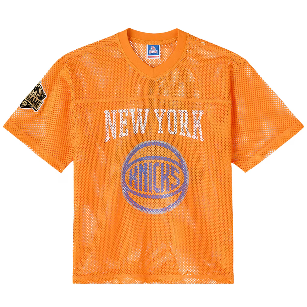Pouc NY.Knicks OVO x  Orange Mesh Football Fashion Jerseys