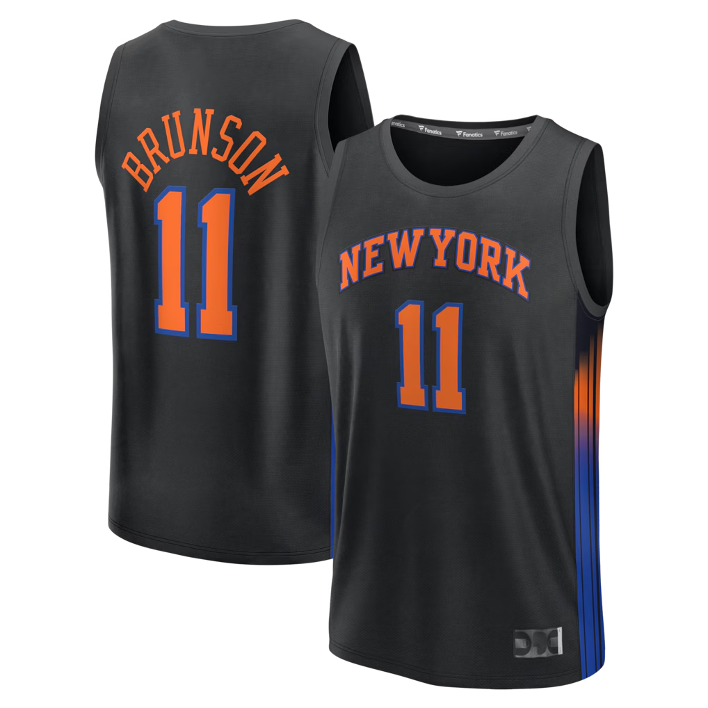 Pouc NY.Knicks #11 Jalen Brunson  Black Fast Break Jerseys - Statement Edition