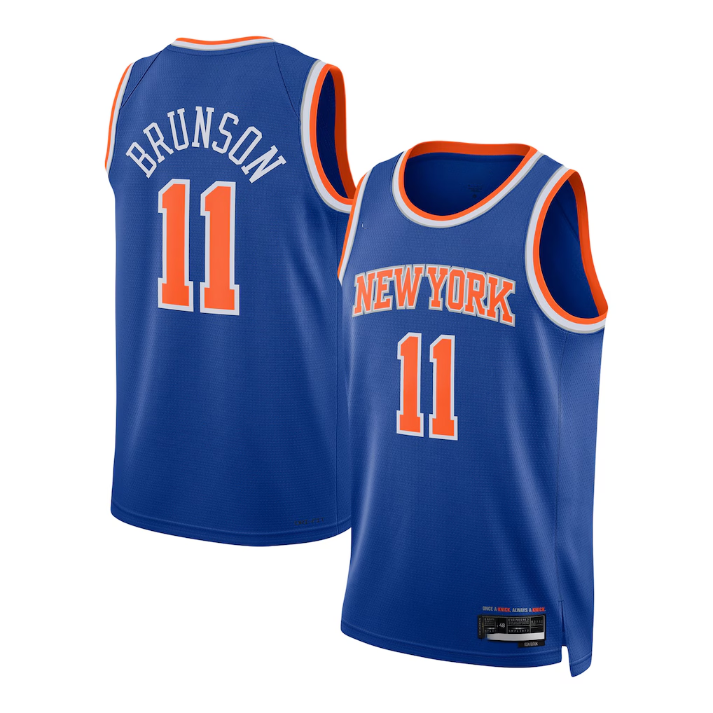 Pouc NY.Knicks #11 Jalen Brunson Blue Swingman Jerseys - Icon Edition