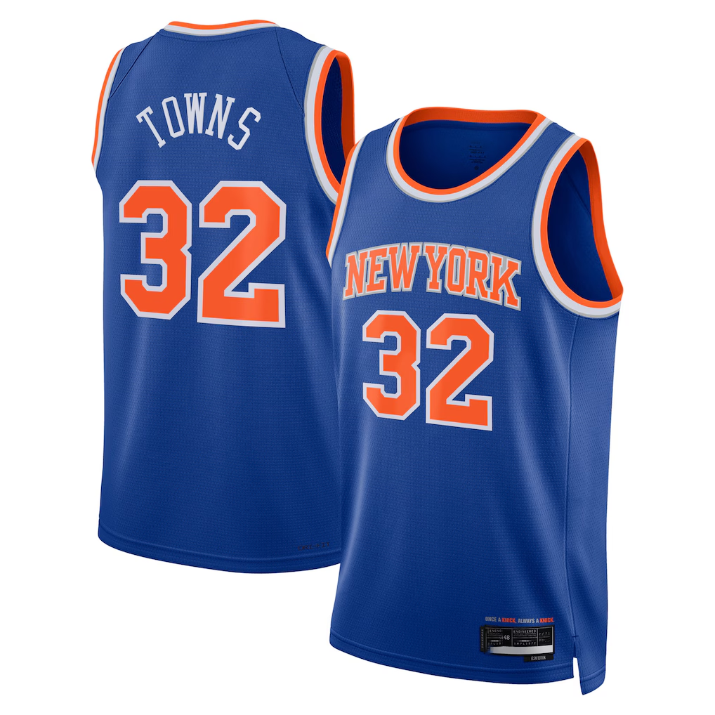 Pouc NY.Knicks #32 Karl-Anthony Towns Blue Swingman Jerseys - Icon Edition