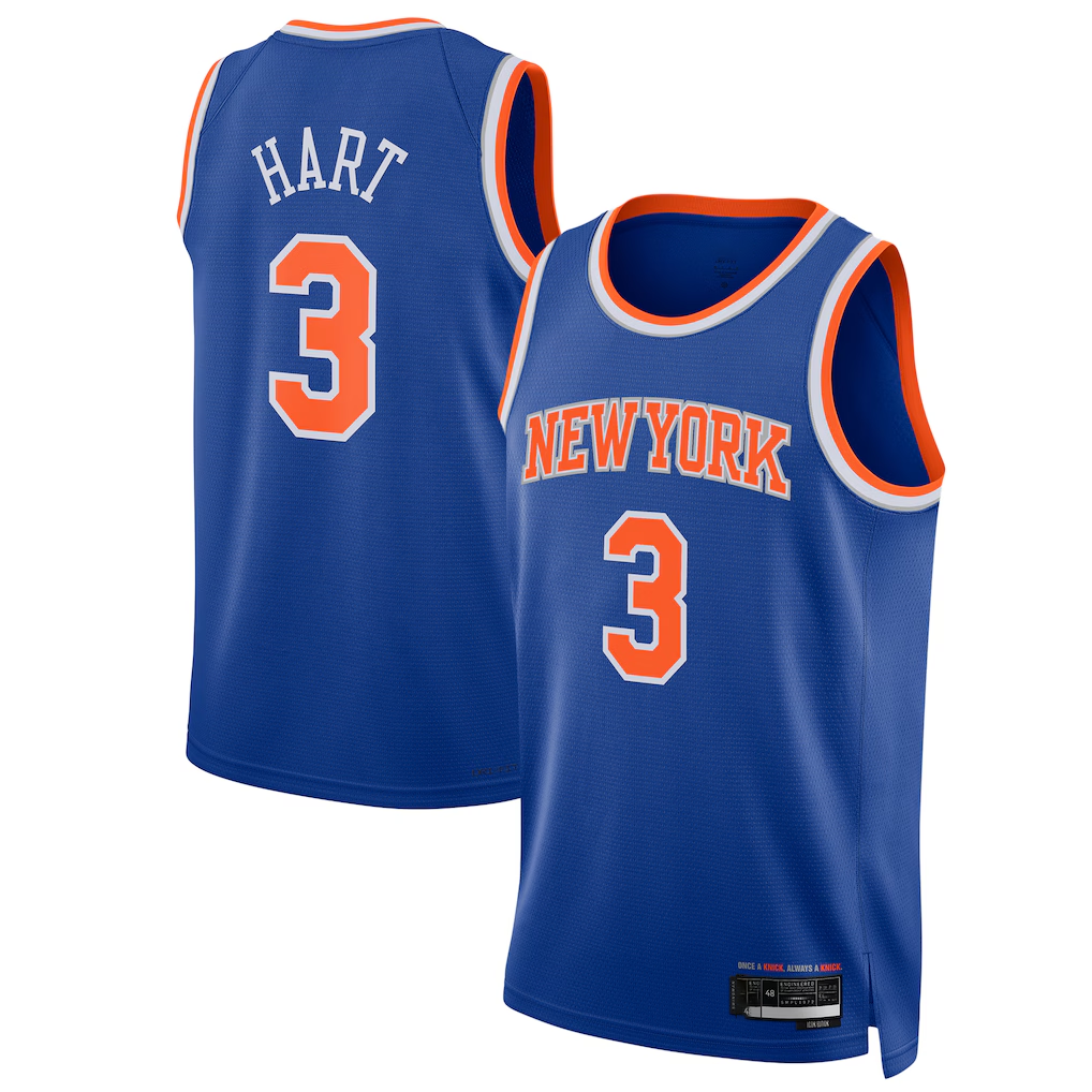 Pouc NY.Knicks #3 Josh Hart Blue Swingman Player Jerseys - Icon Edition