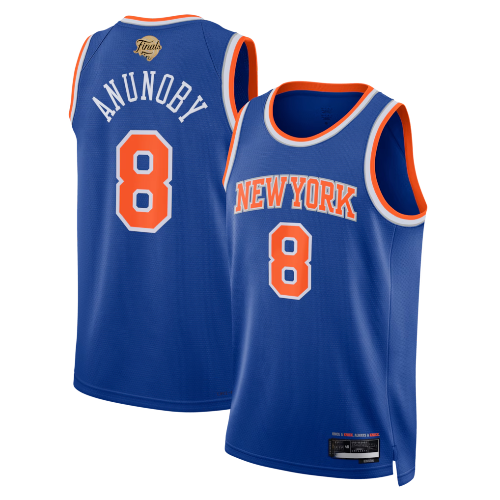 Pouc NY.Knicks #8 OG Anunoby Blue 2026  Finals Patch Swingman Jerseys - Icon Edition