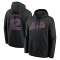 Pouc NY.Mets #12 Francisco Lindor Player Black Club Pullover Hoodie Game Stitched Jerseys