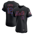 Pouc NY.Mets #12 Francisco Lindor Player Black Home Limited Elite Stitched Jerseys