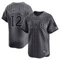 Pouc NY.Mets #12 Francisco Lindor Player Gray City Connect Limited Stitched Jerseys