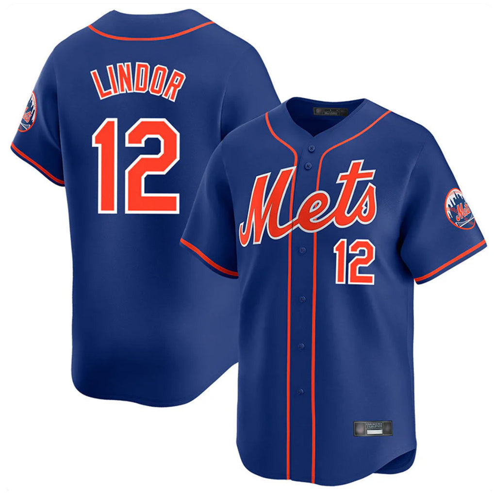 Pouc NY.Mets #12 Francisco Lindor Player Royal Home Limited Stitched Jerseys