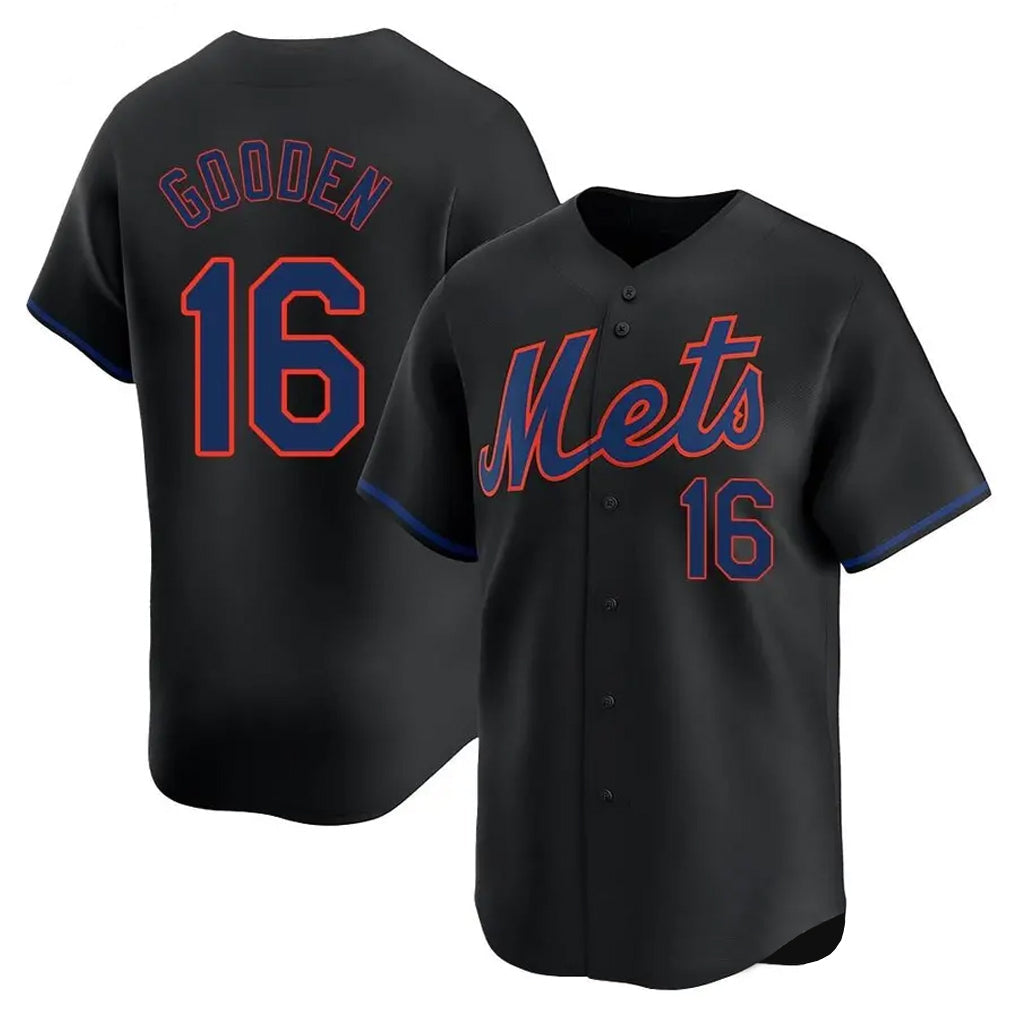 Pouc NY.Mets #16 Dwight Gooden Player Black Alternate Home Limited Stitched Jerseys