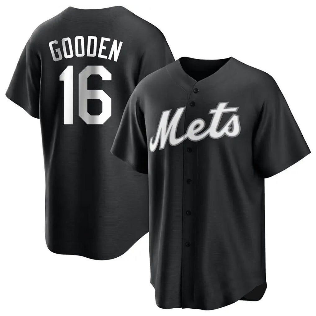 Pouc NY.Mets #16 Dwight Gooden Player Black Home Game Stitched Jerseys