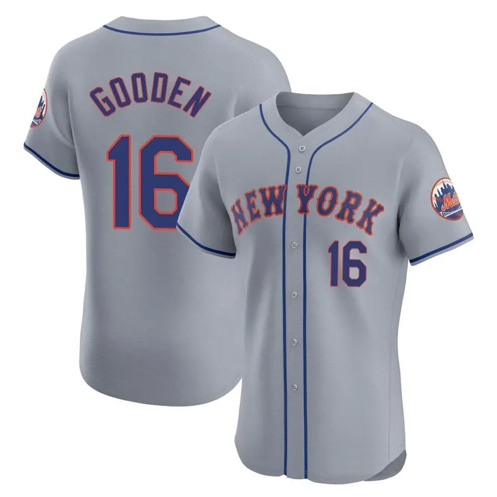 Pouc NY.Mets #16 Dwight Gooden Player Gray Road Limited Elite Home Stitched Jerseys