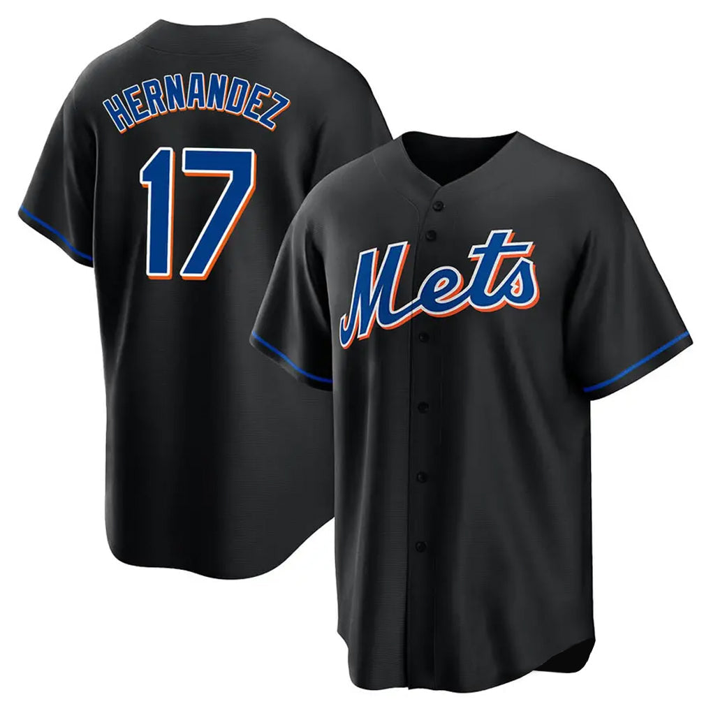 Pouc NY.Mets #17 Keith Hernandez Player Black Replica Home Game Stitched Jerseys