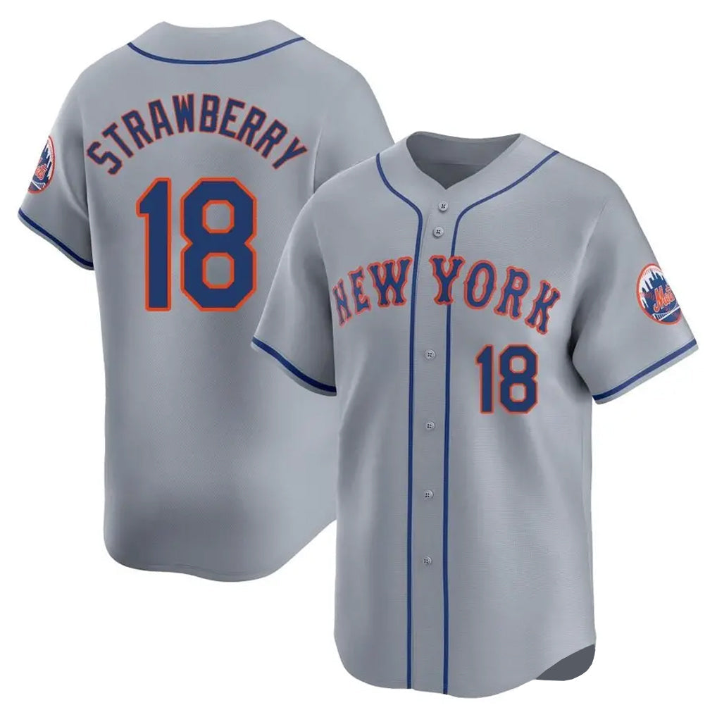 Pouc NY.Mets #18 Darryl Strawberry Player Gray Road Limited Home Stitched Jerseys