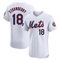 Pouc NY.Mets #18 Darryl Strawberry Player White Home Limited Elite Stitched Jerseys