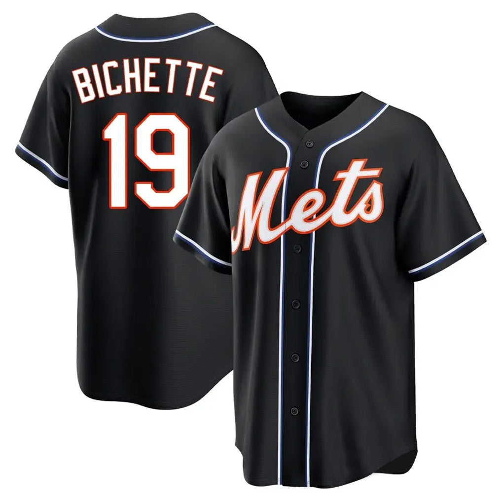 Pouc NY.Mets #19 Bo Bichette Player Black Fashion Out Game Stitched Jerseys