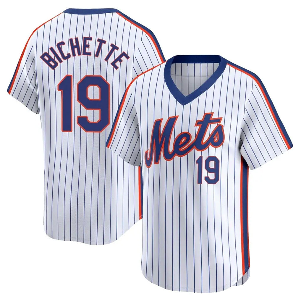 Pouc NY.Mets #19 Bo Bichette Player White Cooperstown Collection T-shirt Game Stitched Jerseys