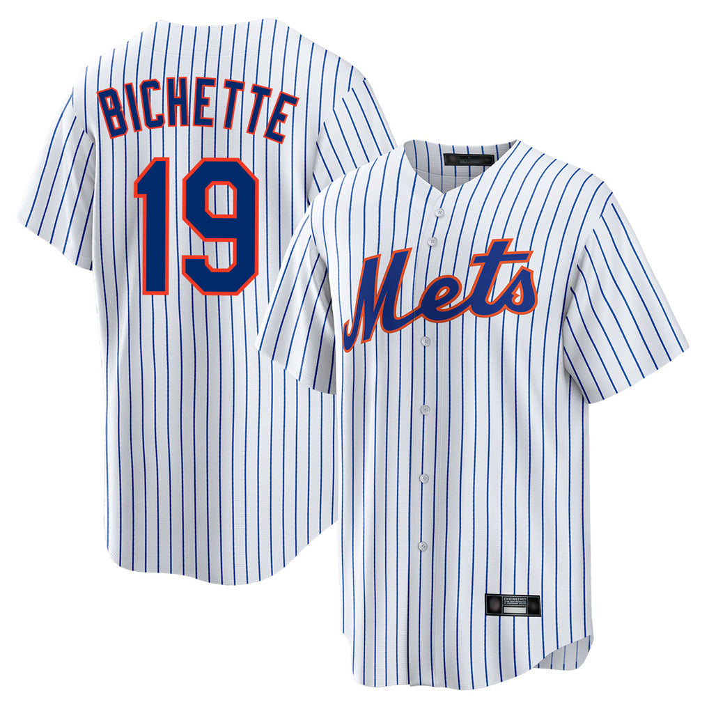 Pouc NY.Mets #19 Bo Bichette Player White Home Replica Stitched Jerseys