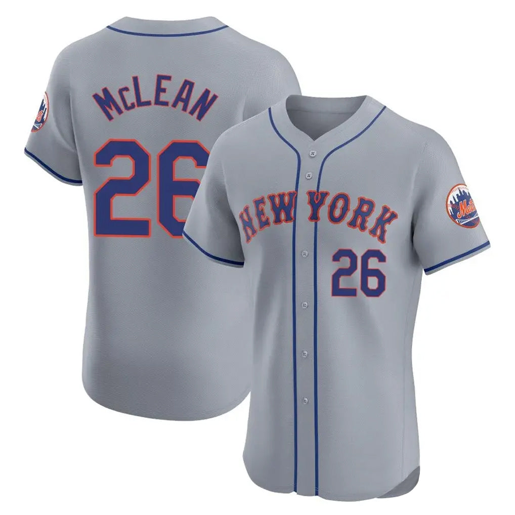 Pouc NY.Mets #26 Nolan McLean Player Gray Road Limited Elite Home Stitched Jerseys