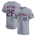 Pouc NY.Mets #26 Nolan McLean Player Gray Road Limited Elite Home Stitched Jerseys