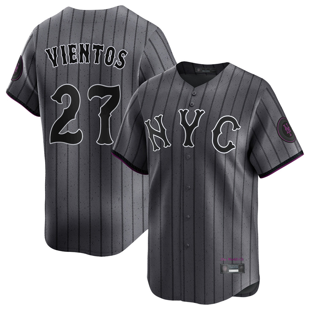 Pouc NY.Mets #27 Mark Vientos Player Gray City Connect Limited Stitched Jerseys