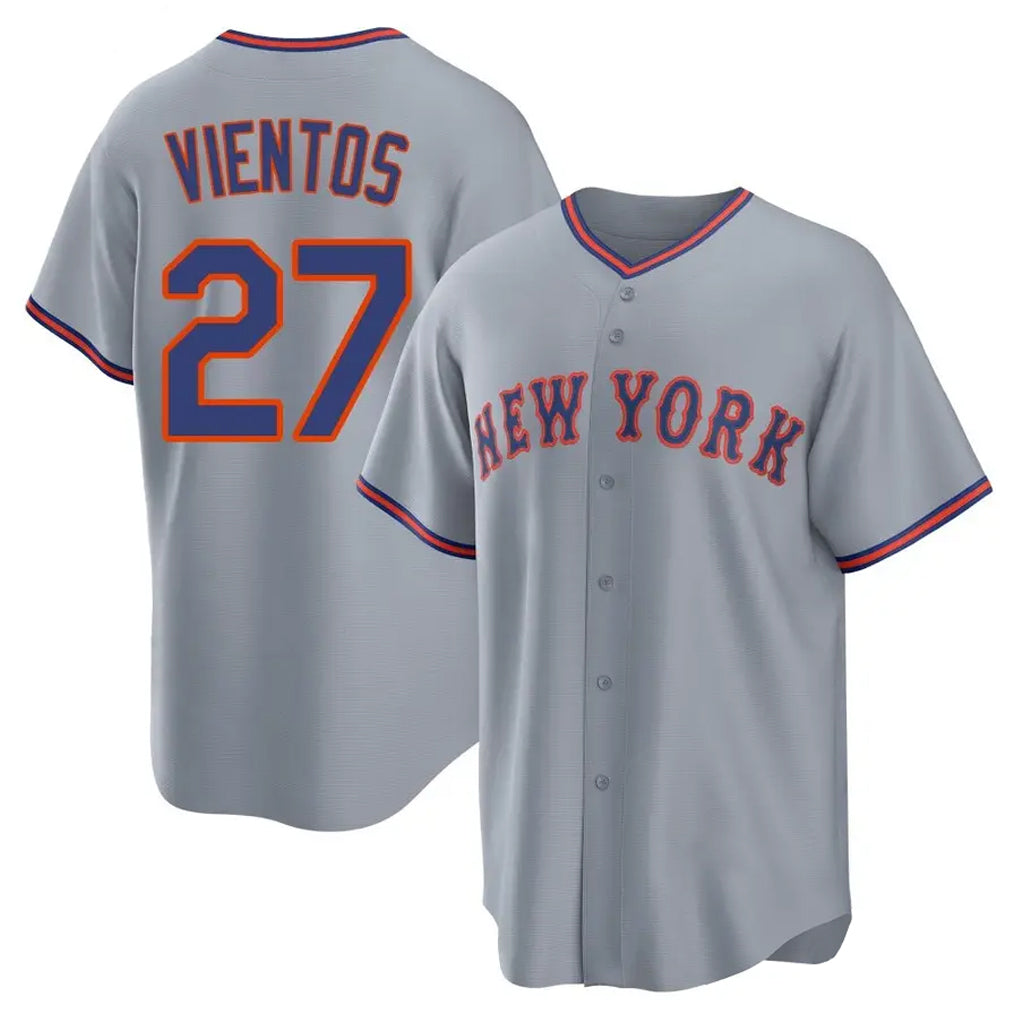 Pouc NY.Mets #27 Mark Vientos Player Gray Road Home Game Stitched Jerseys