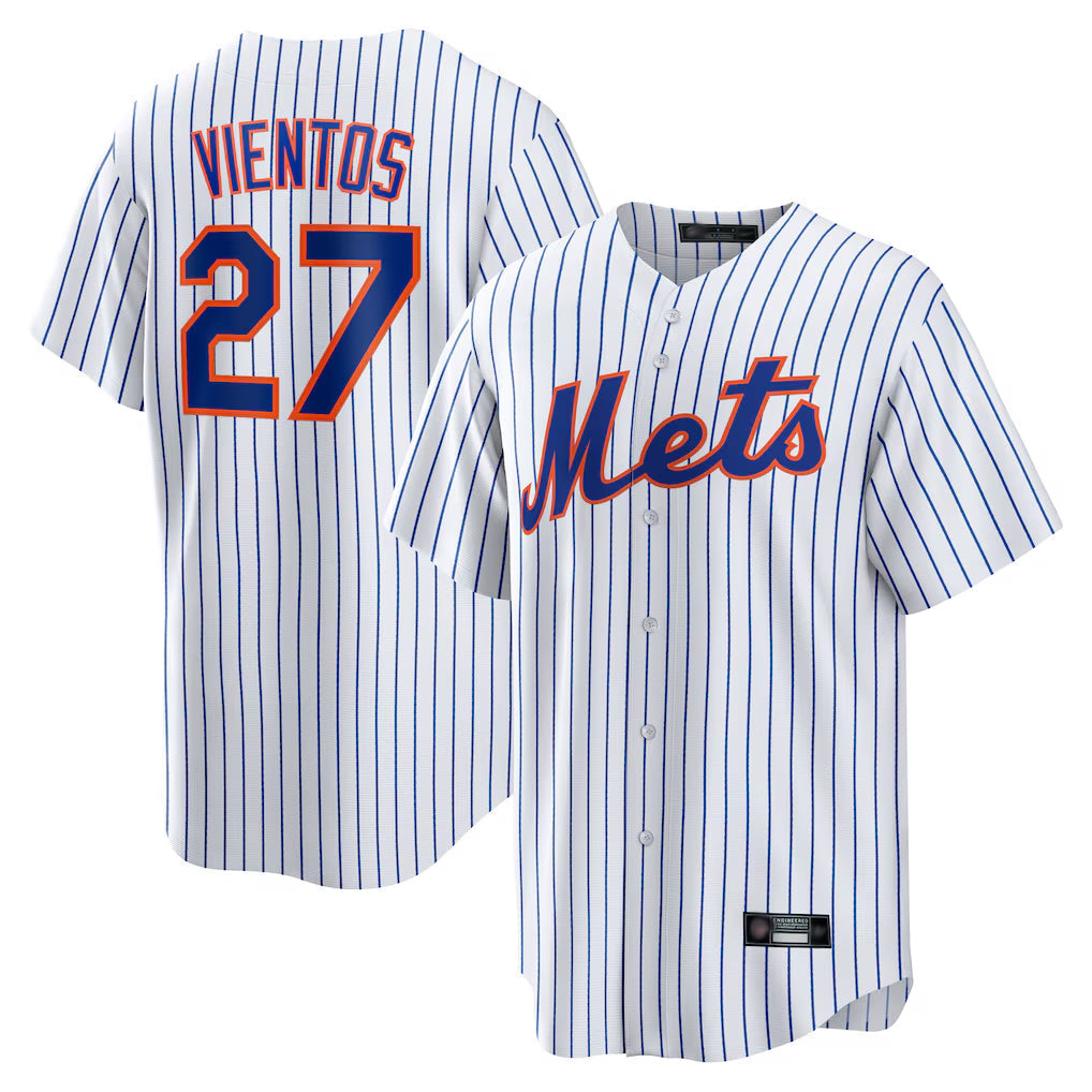 Pouc NY.Mets #27 Mark Vientos Player White Home Game Stitched Jerseys