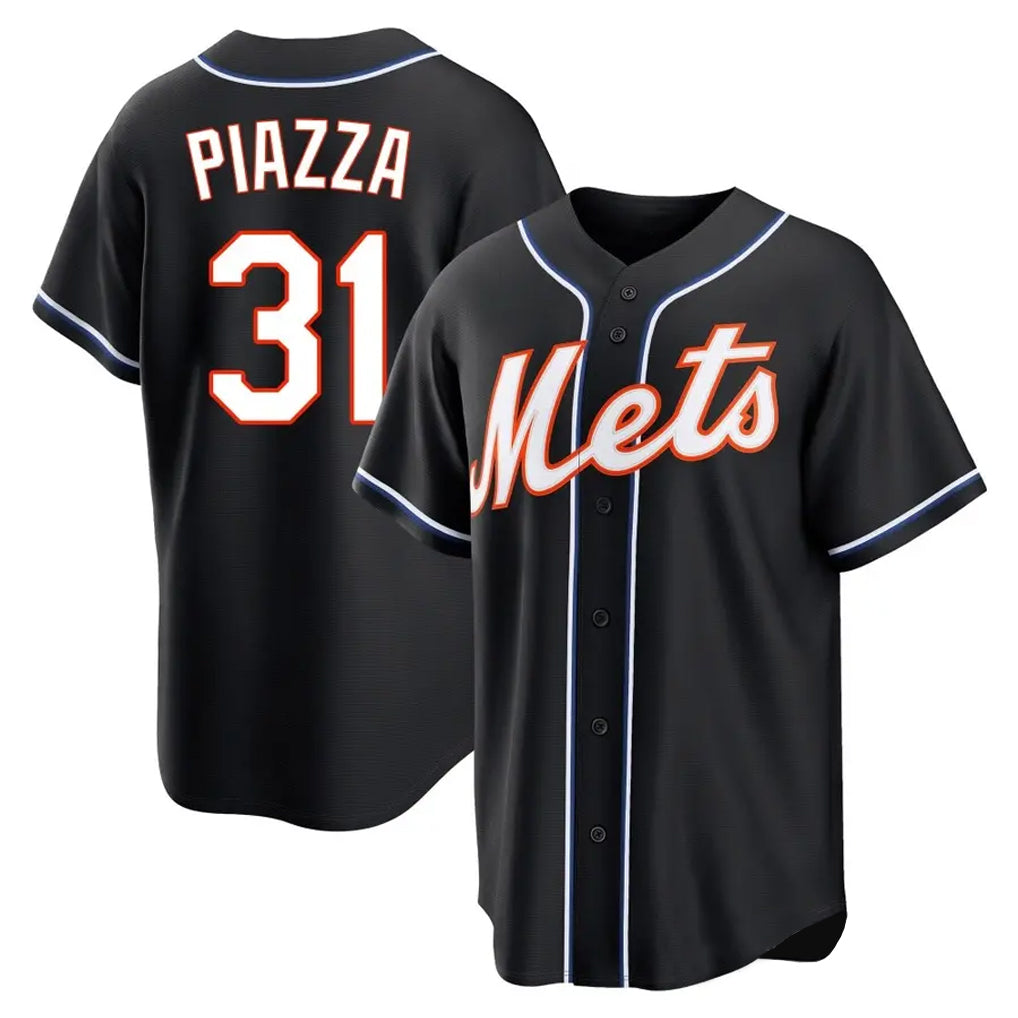 Pouc NY.Mets #31 Mike Piazza Player Black Fashion Out Game Stitched Jerseys