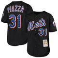 Pouc NY.Mets #31 Mike Piazza Player Black Mitchell & Ness Cooperstown Collection Home Limited Stitched Jerseys