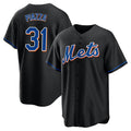 Pouc NY.Mets #31 Mike Piazza Player Black Replica Home Game Stitched Jerseys