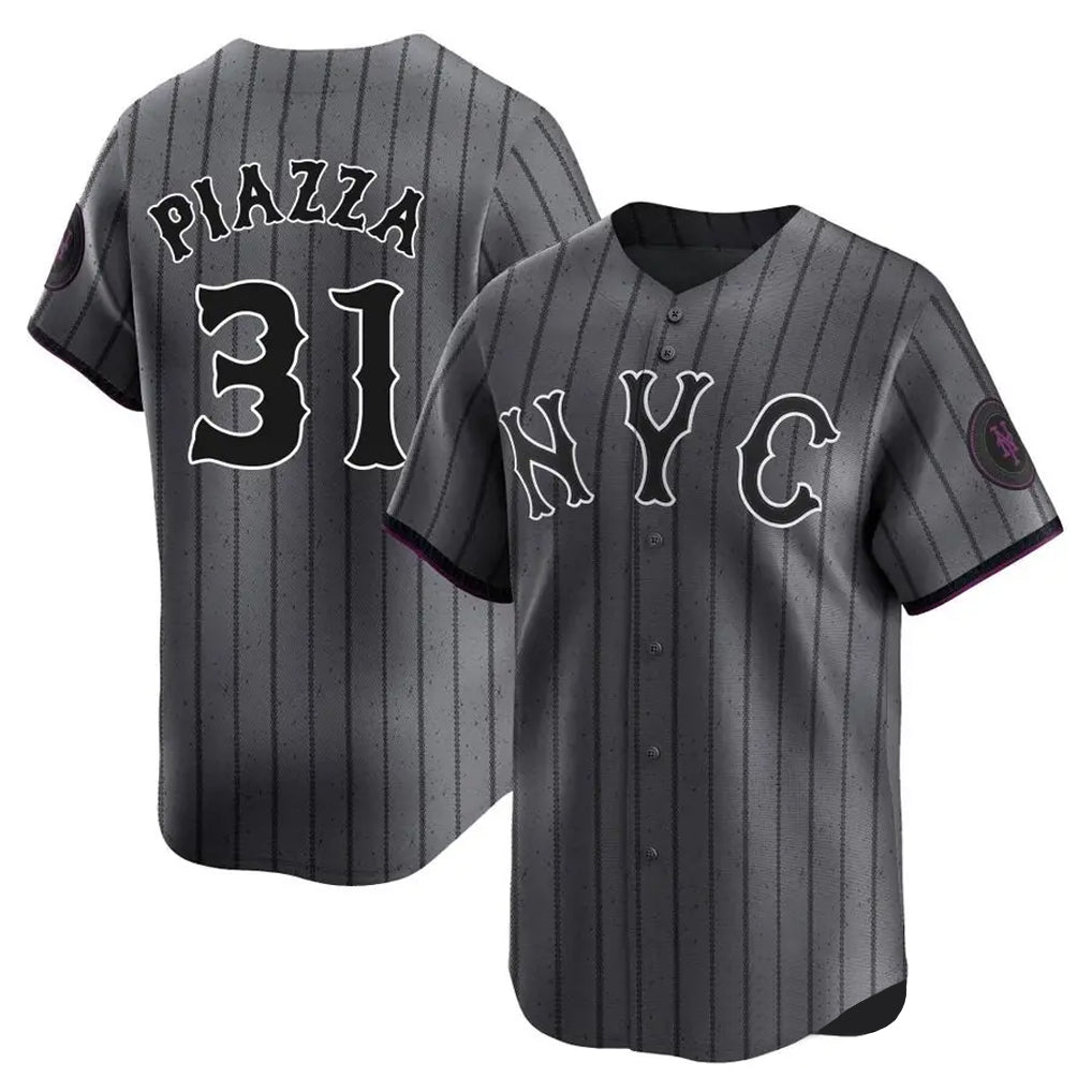 Pouc NY.Mets #31 Mike Piazza Player Gray City Connect Limited Stitched Jerseys