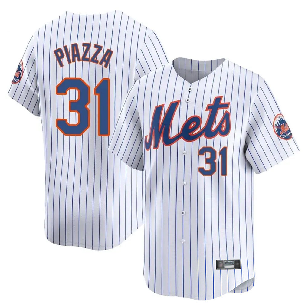 Pouc NY.Mets #31 Mike Piazza Player White Home Replica Stitched Jerseys