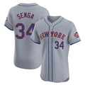 Pouc NY.Mets #34 Kodai Senga Player Gray Road Limited Elite Home Stitched Jerseys