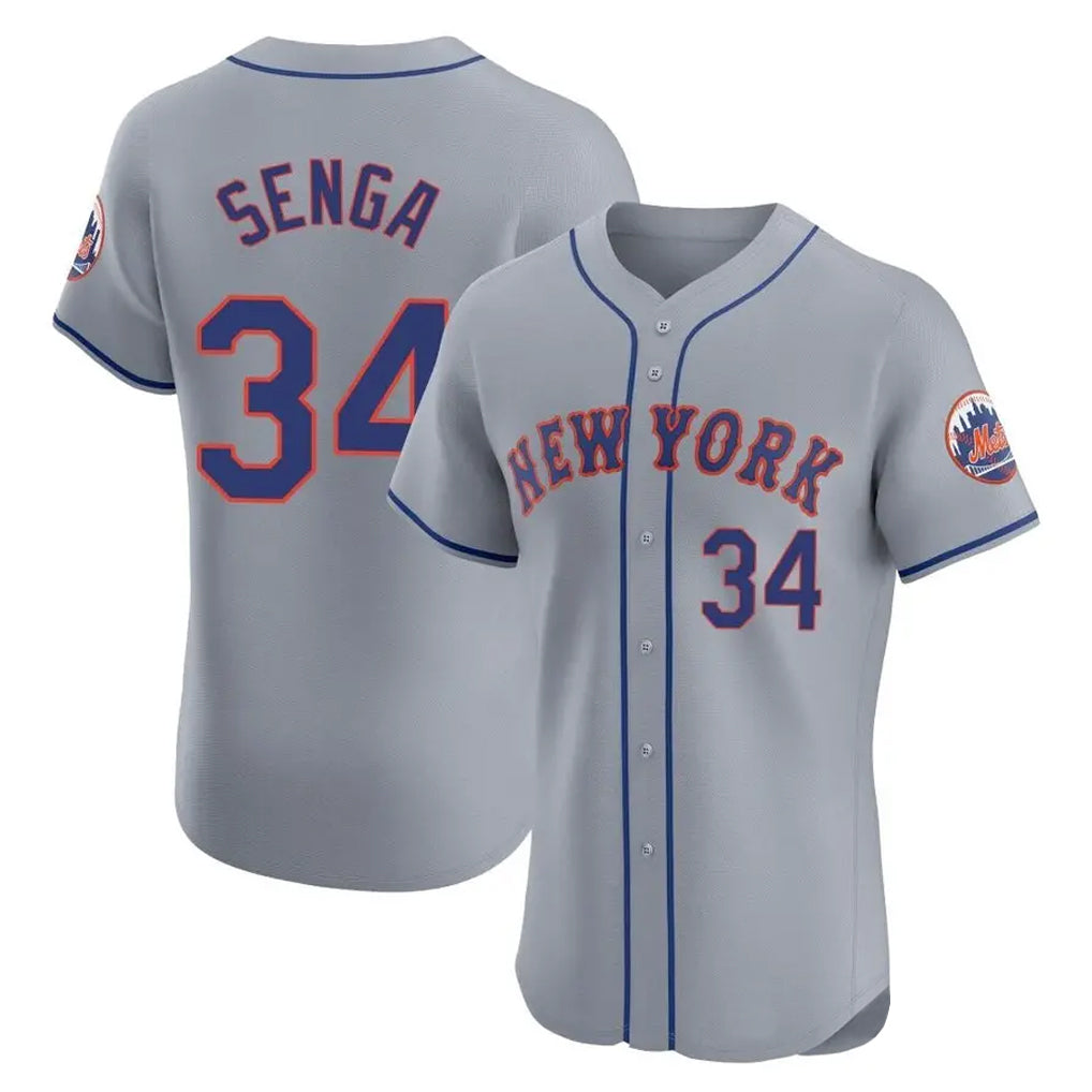 Pouc NY.Mets #34 Kodai Senga Player Gray Road Limited Elite Home Stitched Jerseys