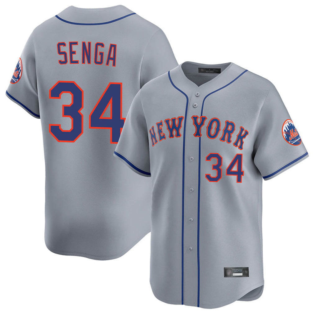 Pouc NY.Mets #34 Kodai Senga Player Gray Road Limited Home Stitched Jerseys