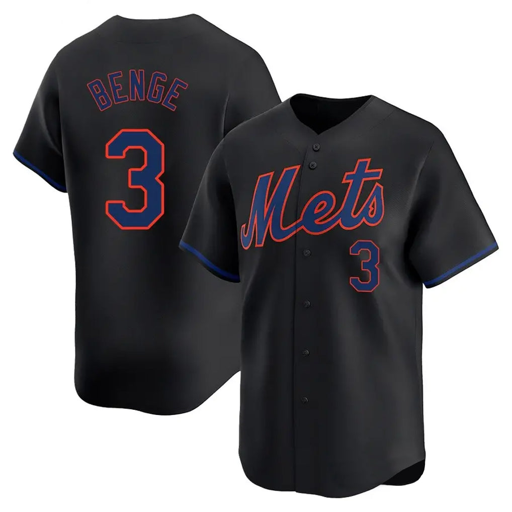 Pouc NY.Mets #3 Carson Benge Player Black Alternate Home Limited Stitched Jerseys