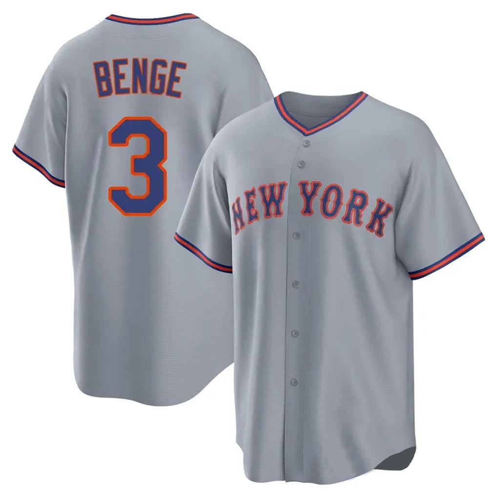 Pouc NY.Mets #3 Carson Benge Player Gray Road Home Game Stitched Jerseys