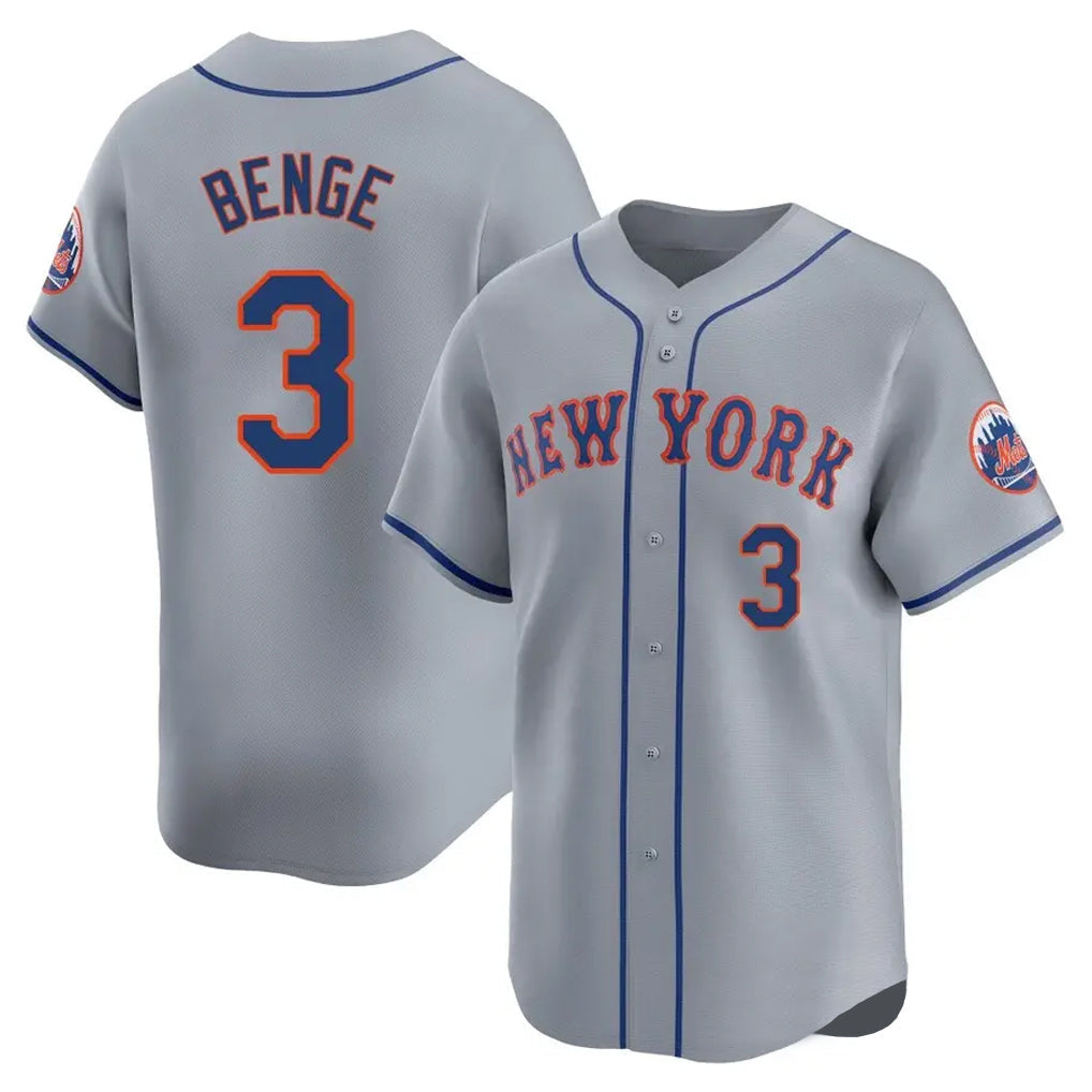Pouc NY.Mets #3 Carson Benge Player Gray Road Limited Home Stitched Jerseys